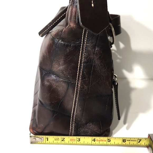 VTG Dooney & Bourke Leather Croc Embossed Espresso Brown Shoulder Bag J7574008 - Picture 9 of 16